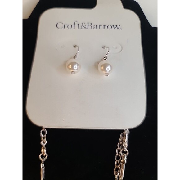 NEW Pretty Croft & Barrow Pierced Earrings & Necklace Set Beads - Picture 3 of 6